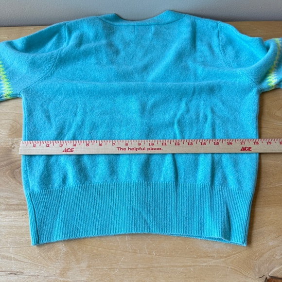 BRODIE CARDIGAN SWEATER ELECTRIC CHEVRON CASHMERE LUXURY MODERN CONTEMPORARY S - Picture 8 of 12